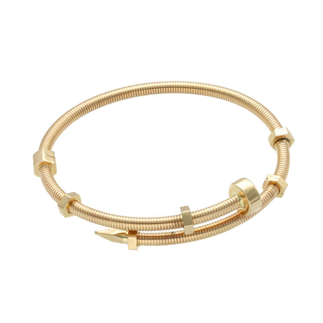 14 Karat Gold Texture Nail Bangle Bracelet
