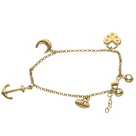 10 Karat Gold Charms Rolo Bracelet