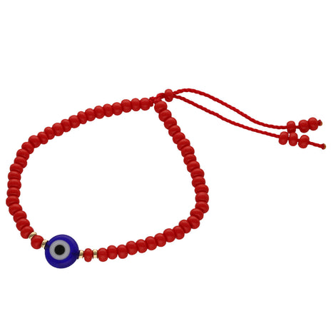πΆ 14K Gold Evil Eye Baby Bracelet - Adjustable Red Macrame Protection Jewelry