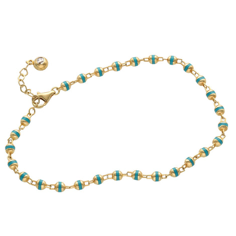14 Karat Gold Sphere Turquoise Stones Bracelet