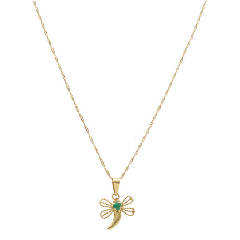 18 Karat Gold Emerald Dragonfly Rope Chain