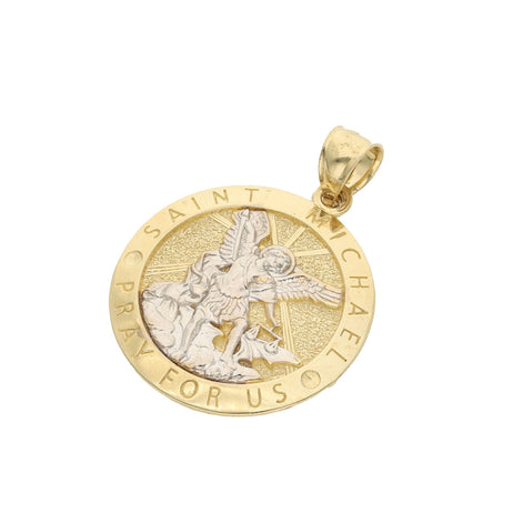 14 Karat Gold Two Tone St Michael Medal