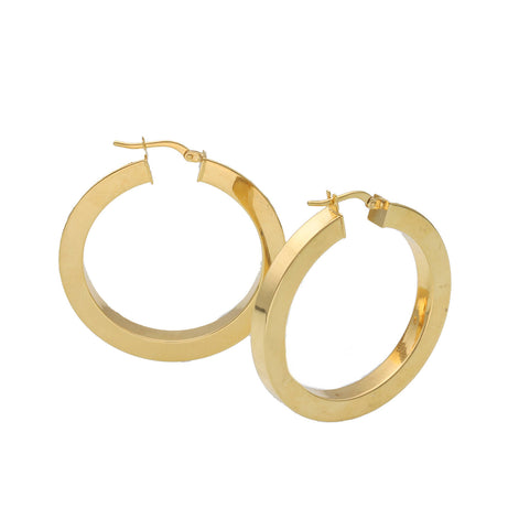 14 Karat Gold Square Tube Hoop Earrings