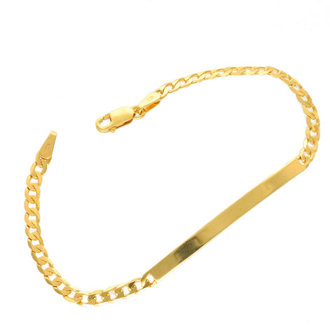 10K Solid Gold Italian Curb ID Bracelet - Children's Jewelry Made in Italy