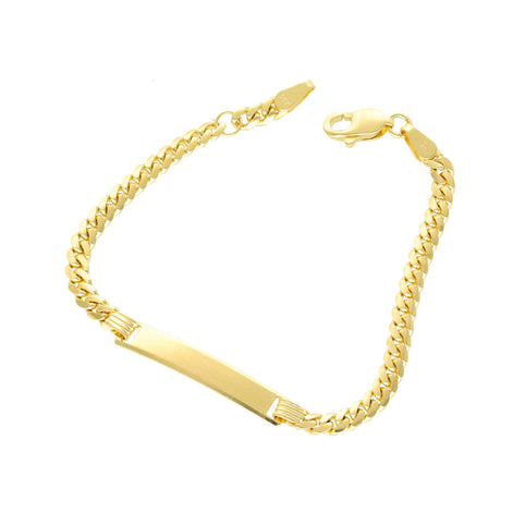 14 Karat Gold Cuban Link ID Bracelet 3.1mm x 5.5