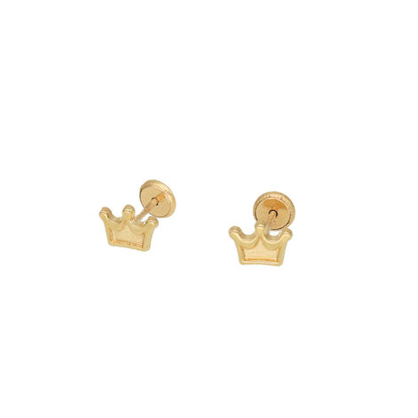 14 Karat Gold Crown Stud Earrings