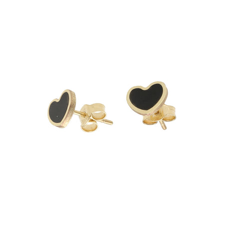 14 Karat Gold & Onyx Heart Stud Earrings