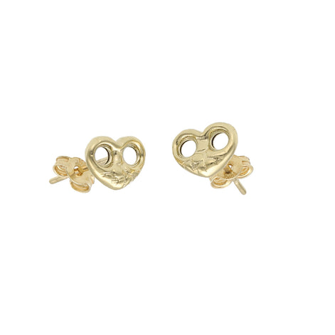 14 Karat Gold Puff Heart Stud Earrings