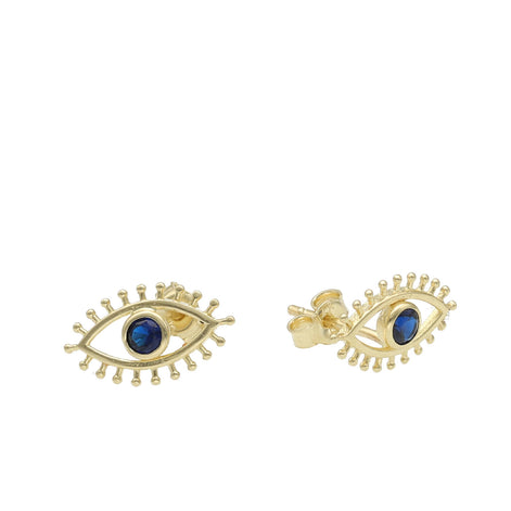 14 karat Gold & cz Evil Eye Stud Earrings