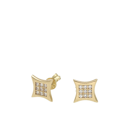 14 Karat Gold & CZ Kite Shape Stud Earrings