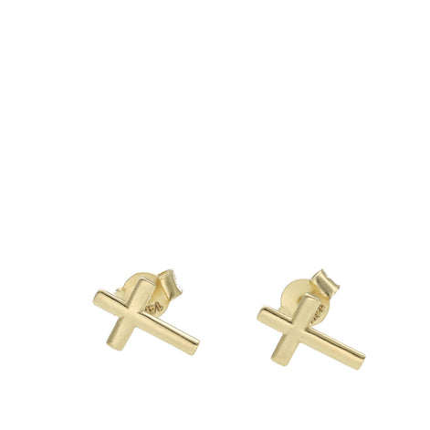 14 Karat Gold Stud Cross Earrings
