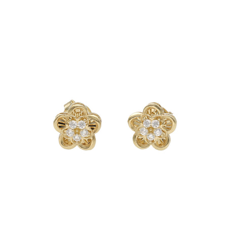14 Karat Gold Flower Stud Earrings