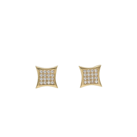 14K Gold & CZ Kite Shape Stud Earrings
