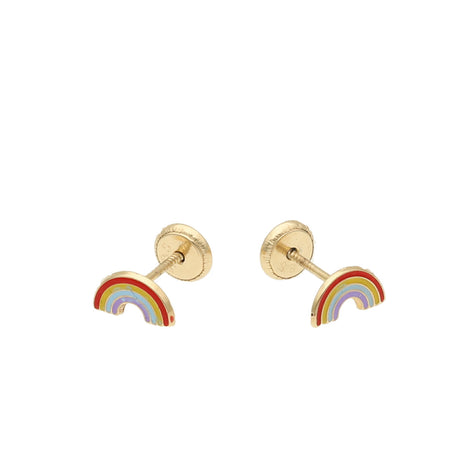 14 Karat Gold Rainbow Screw Back Earrings