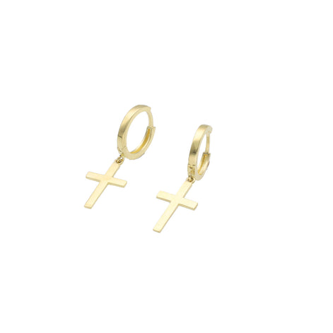 10 Karat Gold PLAIN Cross Hoops Earrings