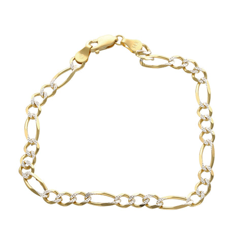14 Karat Gold Figaro Pave Bracelet