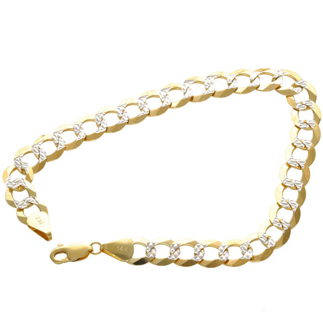 14 Karat Gold Italian Curb Pave Bracelets