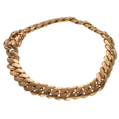 10 Karat Rose Gold Miami Cuban Link Box Lock Bracelet