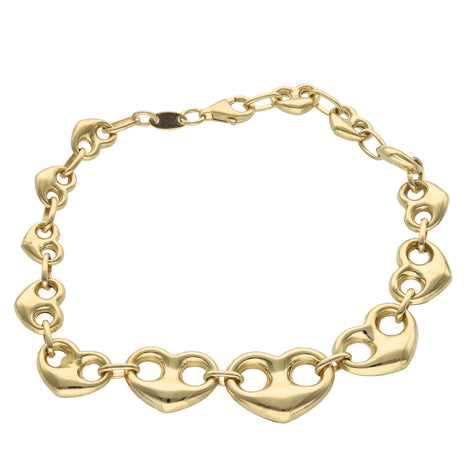10 Karat Gold Puff Mariner Plain Heart Bracelet