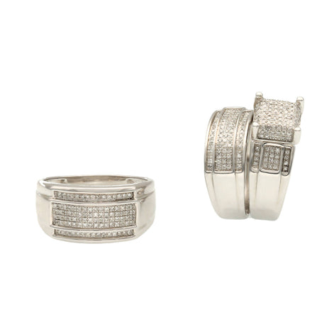 Gold & Diamond Fancy Wedding Trio Set Rings