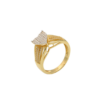 Real Gold Engagement Ring with Cubic Zirconium Clear Stones featuring a beautiful heart on top. Elegant and beautiful design that won’t break the bank! She will love it!