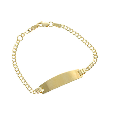 14 Karat Gold Italian Curb ID Children Bracelet