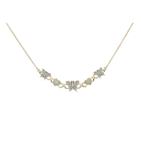 10 Karat Gold 0.25 ctw Diamond Butterfly Heart Necklace