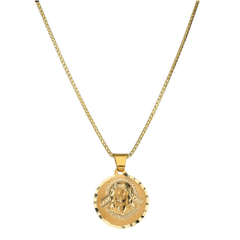 10 Karat Gold Franco Chain Jesus Face Medal