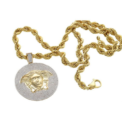 10 Karat Gold Medusa & Rope Chain Set