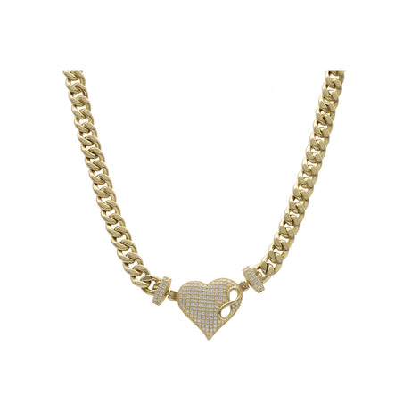 14 Karat Gold Heart Infinity Cuban Necklace