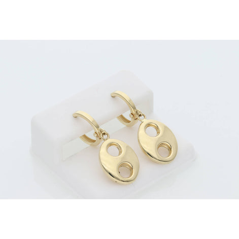14 Karat Gold Puff Mariner Hoops Earring W:2.4
