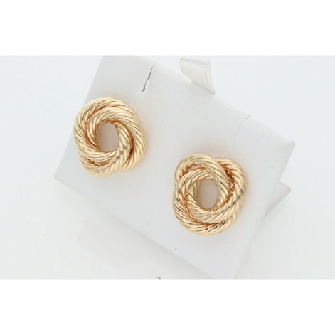 10 Karat Gold Triple Turned Knot Earrings W: 3.4