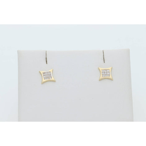 10 Karat Gold Cz Square Star Earring W:0.9