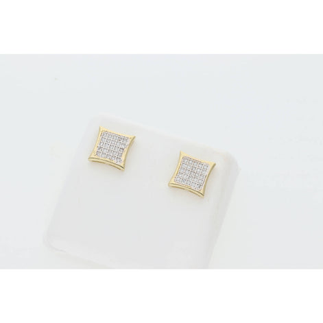 14 Karat Gold Cz Square Stud Earring W:2.5