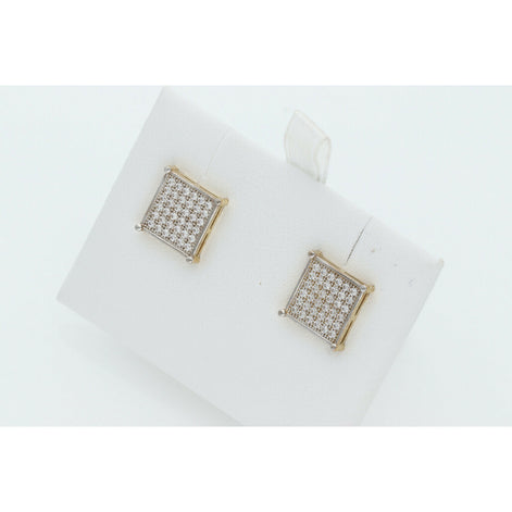 10 Karat Gold & Cz Square Earrings W: 3.3