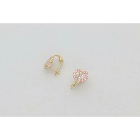 14KGCz White Pink Flower Circle Earring Hps W:1.2