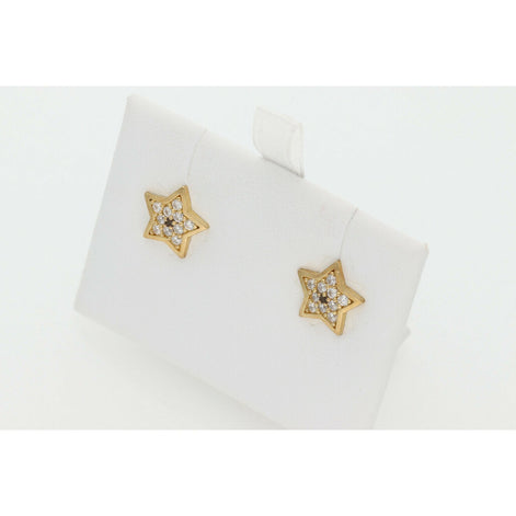 10 Karat Gold & Cz Star Earrings W: 1.5