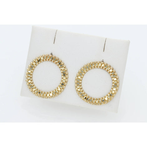 10 Karat Gold WatchLink Circle Stud Earring W:3.6