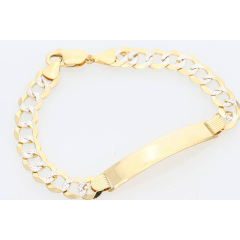 14K Sol G Italian Curb Pave ID Bra 8.5 x 8.5 W:14.5