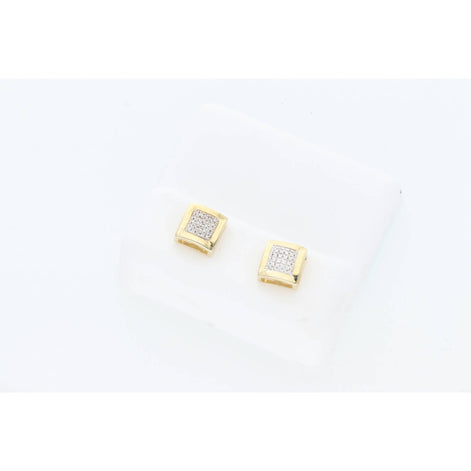 10 Karat Gold 0.10 Ctw Square Diamond Earrings on a white background