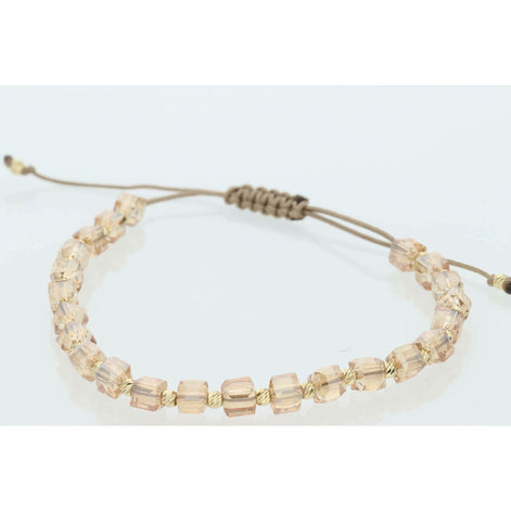 14K Gold Cream Box Adjustable Fancy Bracelet W: 0.89