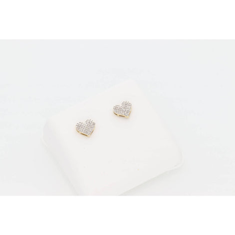 10 Karat Gold 1/10ct Diamond Heart Micro-Pave Stud Earring