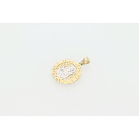 10 Karat Gold Two Tone St. Anthony Medal Charm W: 1.7