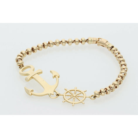 14 Karat Gold Anchor Bracelet 4.7x8: W: 10.8
