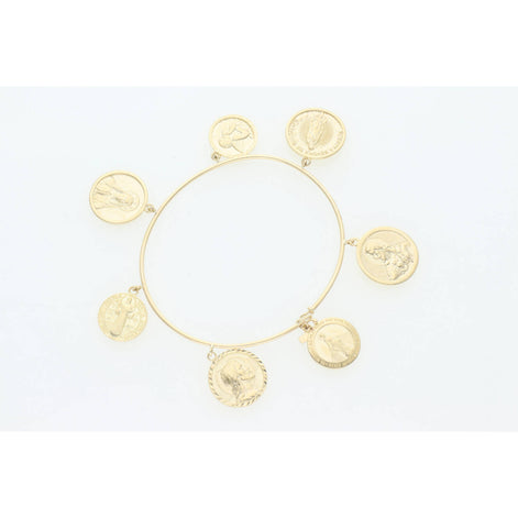 10K Gold Religious Bangle With Charms