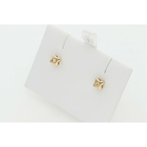 14 karat Gold & 0.030 Ctw Diamonds Square G-VS2 Earrings W: 0.5