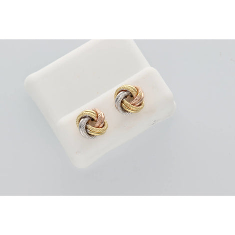 10K Gold Three Tone Knots Earrings W:1.1