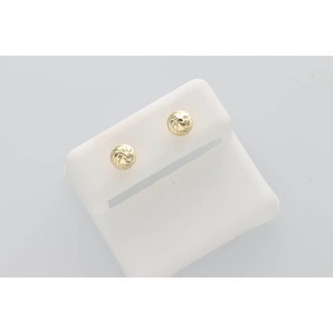 14K Gold Diam Cut Ball Stud Earr W:1.2