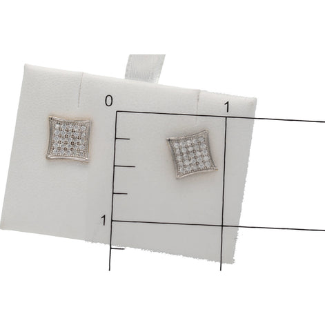 10 Karat Gold and Zirc Square Earrings W: 1.8