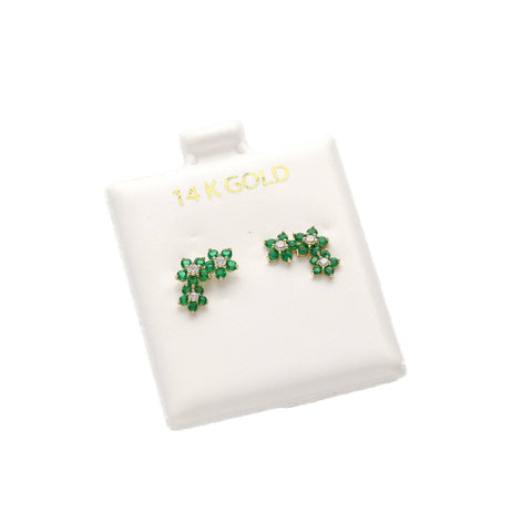 Gold Three Green Flowers